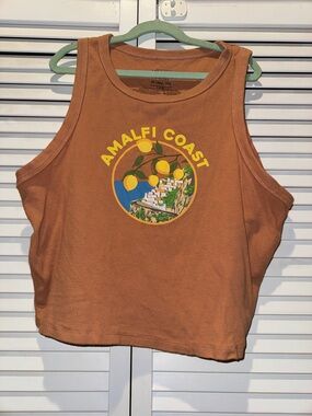 Mighty Fine Rust Crop Tank with Lemon Graphic